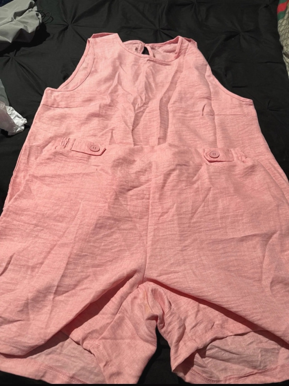 SHEIN Pink Sleeveless Linen-Blend Romper